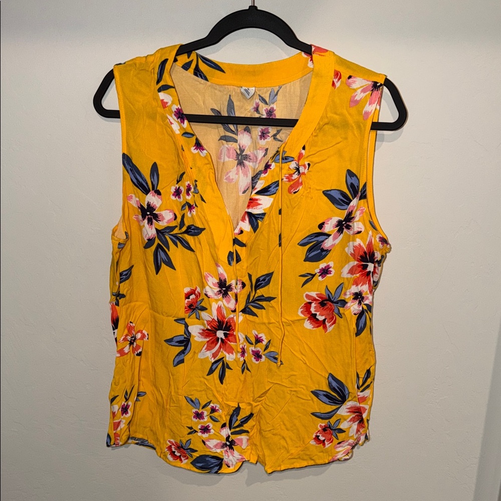 Old Navy Yellow Floral Sleeveless Blouse